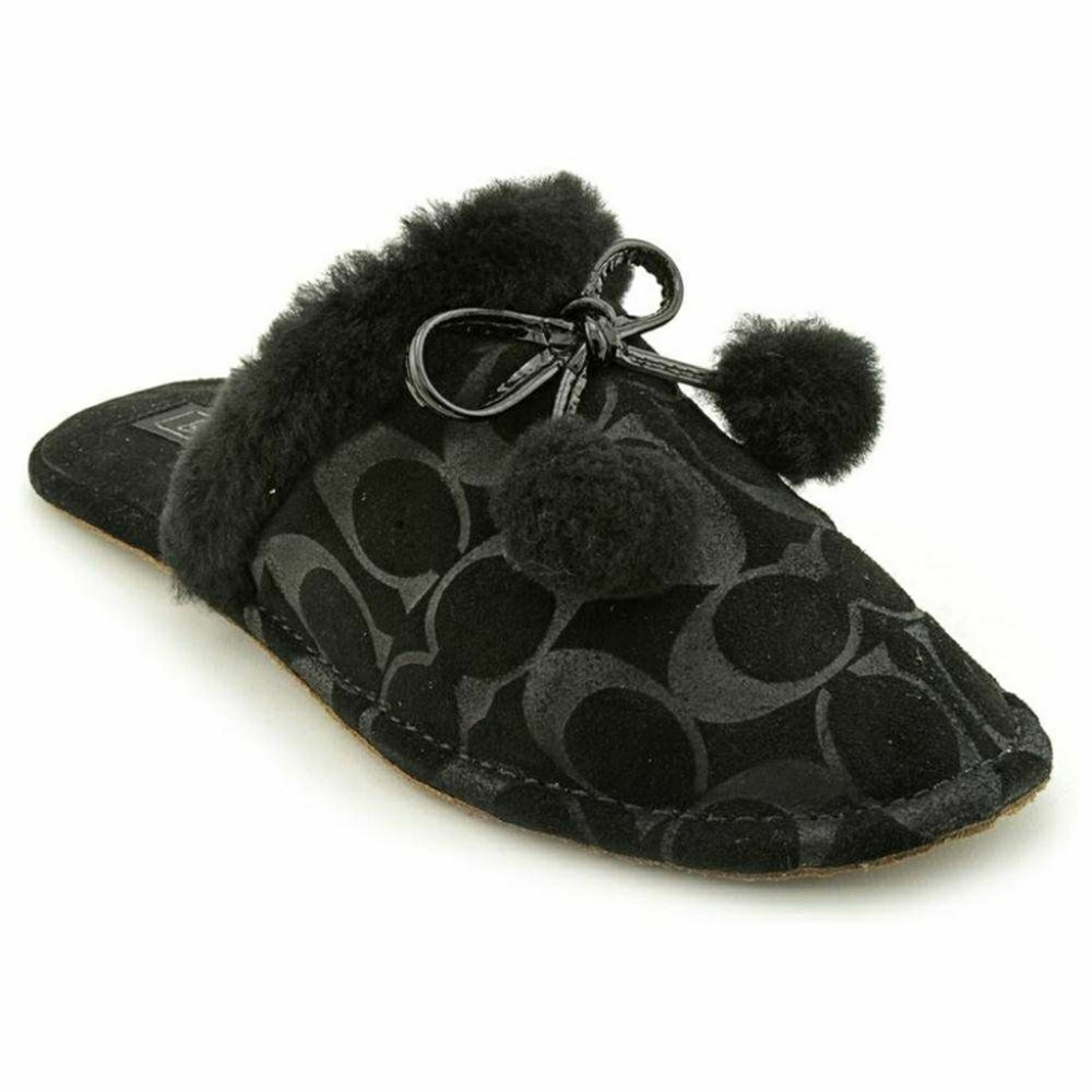 New Coach Poppy Jayda Signature Fur Slippers 8 - Picture 1 of 11